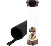 soulnioi Healing Crystal Glass Water Bottle Stainless Steel Water Bottle(500ML) with Natural Crushed Crystal Stones Skull Shaped, Black Protective Cup Cover, Energy Cup Gifts for Friends (Tiger'Eye)