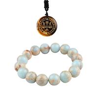 Soulnioi Healing Crystal Natural Energy Tiger Eye Crystal Libra Constellation Pendant Necklace and Blue Crystal Beads Bracelet for Reiki Energy Spirit Gift