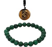 Soulnioi Healing Crystal Natural Energy Tiger Eye Crystal Sagittarius Constellation Pendant Necklace and Malachite Crystal Beaded Bracelet for Reiki Energy Spirit Gift
