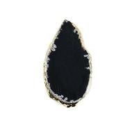 Soulnioi Healing Crystal Natural Polished Undrilled Black Agate Stone Slices Irregular Geode Slices with Gold Edge for Wedding Party Cards Gifts DIY Reiki Desk Decor（6-7cm）