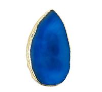 Soulnioi Healing Crystal Natural Polished Undrilled Blue Agate Stone Slices Irregular Geode Slices with Gold Edge for Wedding Party Cards Gifts DIY Reiki Desk Decor（6-7cm）