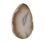 Soulnioi Healing Crystal Natural Polished Undrilled Off White Agate Stone Slices Irregular Geode Slices with Gold Edge for Wedding Party Cards Gifts DIY Reiki Desk Decor(6-7cm)
