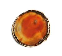 Soulnioi Healing Crystal Natural Polished Undrilled Tangerine Agate Stone Slices Irregular Geode Slices with Gold Edge for Wedding Party Cards Gifts DIY Reiki Desk Decor（5-6.5cm）