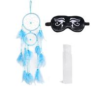 Soulnioi Healing Sleep Set,1PCEye Mask of Eye of Horus 1PC Blue Dream Catcher Wall Hanging and 1PC Natural Crystal Gypsum to Improve Sleeping