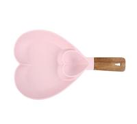 soulnioi Heart Shape Chip and Dip Bowl,Chip and Dip Platter Tray with Wooden Handle,Nacho Tray Dip Dishes,Reusable Party Serving Trays and Platters,for Salads,Breakfast,Burger Plate Pink