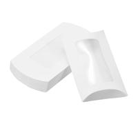 Soulnioi Kraft Pillow Gift Boxes with Clear Window - 100-Pack Wedding or Party Favour Box for Candy, Sweets, Jewellery or Soap - White
