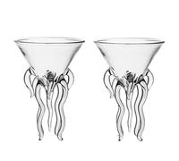soulnioi Martini Cocktail Glasses Set in 2,Octopus Shape Cocktail Glass V Shaped Martini Glasses for Serving Cocktails,Gift Set for Valentines Wedding Anniversary 120ML