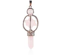 Soulnioi Melkaba Hexagonal Pendulum Necklace Pendant Natural Crystal Quartz Pendant Necklace Hexagonal Pointed for Energy Reiki (Rose Quartz)