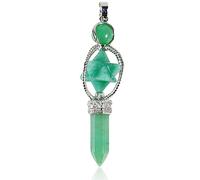 Soulnioi Melkaba Hexagonal Pendulum Necklace Pendant Natural Crystal Quartz Pendant Necklace Hexagonal Pointed for Energy Reiki (Green Aventurine)
