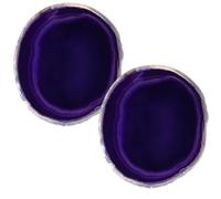 Soulnioi Natural Agate Coasters for Drinks，Geode Stone Coasters Agate Slices Drinkware Bar Glass Coasters for Coffee Table for Home Housewarming Gift (Amethyst*2)