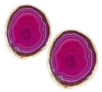 Soulnioi Natural Agate Coasters for Drinks，Geode Stone Coasters Agate Slices Drinkware Bar Glass Coasters for Coffee Table for Home Housewarming Gift (Gold Edge-red*2)