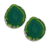 Soulnioi Natural Agate Coasters for Drinks，Geode Stone Coasters Agate Slices Drinkware Bar Glass Coasters for Coffee Table for Home Housewarming Gift (Green*2)