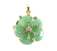 Soulnioi Natural Crystal Flower Shape Necklace Pendant Green Aventurine Set with Diamonds, Delicate Charm Pendant for Jewelry DIY Making, Jewelry Gifts for Friends (Green Aventurine)