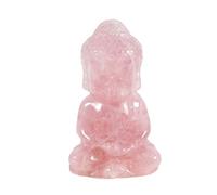Soulnioi Natural Crystal Rose Quartz Lucky 2inch Baby Buddha Statue Ornament piritual Healing Carved Stone Figurine, Gifts for Good Luck Home Office Decor