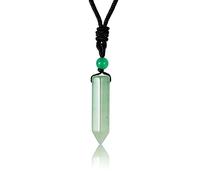 soulnioi Natural Healing Crystal Stone Hexagonal Point Pendant Necklace, with Adjustable Black Rope, Jewelry for Reiki Balancing Spiritual Healing (Green Aventurine)