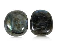 Soulnioi Natural Labradorite Plam Stones, Healing Crystal Gemstones Irregular Polished Worry Stone（2pcs)