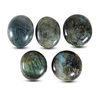 Soulnioi Natural Labradorite Plam Stones, Healing Crystal Gemstones Irregular Polished Worry Stone（5pcs)