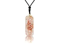 Soulnioi Orgone Pendant Necklace Natural Crystal Powerful Gemstone Pendant with Black Cord, for Reiki Spiritual Healing Protective Energy (Rose Quartz)
