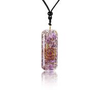 soulnioi Orgone Pendant Necklace Natural Crystal Powerful Gemstone Pendant with Black Cord, for Reiki Spiritual Healing Protective Energy (Amethyst)