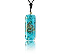 Soulnioi Orgone Pendant Necklace Natural Crystal Powerful Gemstone Pendant with Black Cord, for Reiki Spiritual Healing Protective Energy (Blue Agate)