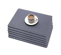 Soulnioi Placemats Set of 6, PU Leather Table Mats Heat Resistant Anti-Slip Place Mats Double-sided Washable Plate Mats for Kitchen Dining Table Restaurant Home Decor - Dark Grey