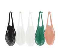 Soulnioi Reusable Grocery Mesh Bag Long Handle Cotton String Mesh Produce Bags Organic Grocery Shopping Bags Portable/Washable Mesh Bag for Fruit and Vegetables Storage 5PCS in 4 color Set 1
