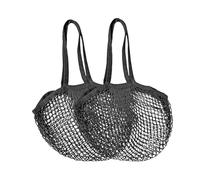 Soulnioi Reusable Grocery Mesh Bag Long Handle Cotton String Mesh Produce Bags Organic Grocery Shopping Bags Portable/Washable Long Handle Mesh Bag for Fruit and Vegetables Storage Black 2PCS