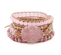 soulnioi Rose Quartz Multi-layered Bracelet Handmade Natural Germstone Beaded Healing Energy Stone Strand Wrap Boho Bracelets Jewelry Gift for Women and Girls