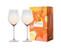 soulnioi Set of 2 Wine Glasses Spray Coloured White or Red Wine Glass Tulip Shape Glassware for Parties (Rainbow)