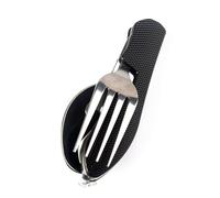 Soulnioi Stainless Steel Spoon, Fork, Knife & Bottle Opener 4-in-1 Camping Foldable Multifunctional Tableware,for Outdoor/Camping/Travel/Picnic Tableware Black