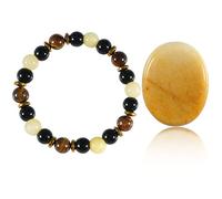 Soulnioi Topaz Tiger Eye Crystal Obsidian Crystal Beaded Bracelet for Stress Relief Reiki Healing Meditation