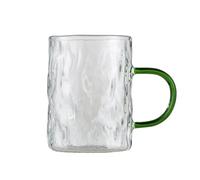 soulnioi Transparent Frosted Coffee Mug Drinking Glasses with Colored Handle for Hot&Cold Drink (Green)