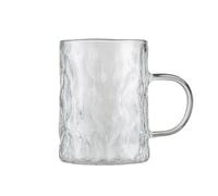 Soulnioi Transparent Frosted Coffee Mug Drinking Glasses with Colored Handle for Hot&Cold Drink (Transparent)