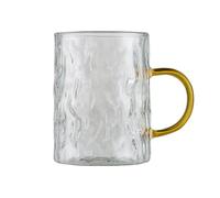 soulnioi Transparent Frosted Coffee Mug Drinking Glasses with Colored Handle for Hot&Cold Drink (Yellow)
