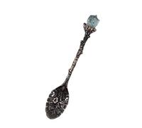 Soulnioi Vintage Carved Mini Crystal Spoons, Decorative Tea Spoons Set Retro Zinc Alloy Spoons, Dessert Spoon for Ice Cream, Cake, Party, Home Dining (Fluorite)