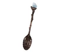 Soulnioi Vintage Carved Mini Crystal Spoons, Decorative Tea Spoons Set Retro Zinc Alloy Spoons, Dessert Spoon for Ice Cream, Cake, Party, Home Dining, Bar (Celestite)