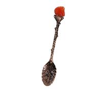 Soulnioi Vintage Carved Mini Crystal Spoons, Decorative Tea Spoons Set Retro Zinc Alloy Spoons, Dessert Spoon for Ice Cream, Cake, Party, Home Dining, Bar (Red Agate)