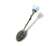 Soulnioi Vintage Carved Mini Crystal Spoons Retro Decorative Coffee Stirring Spoons Dessert Spoons Ice Cream Spoon with Heart Crystal Head for Cafe Office Home Tableware - Opal Crystal