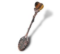 Soulnioi Vintage Mini Retro Decorative Coffee Stirring Spoons - Dessert & Ice Cream Spoon with Heart Crystal Head - Tiger Eye Crystal