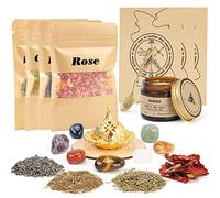 Soulnioi Witchcraft Kit for Wiccan Supplies and Tools, Sage Candles for Cleansing House, 4 Magic Herbs, 7 Healing Crystals for Altar Supplies, Wiccan Decor, Wiccan Gifts for Women