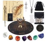 Soulnioi Witchcraft Supplies Kit: Crystals Healing Set with 7 Chakra Stones, Sage, Scepter, Star Coin, Sword, Grail, Pendulum Board, Rose Quartz Orament and Pendulum, for Meditaion, Divination
