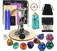 Soulnioi Witchcraft Supplies Set, Crystals Healing Set with 7 Chakra Stones, Sage, Scepter, Star Coin, Sword, Grail, for Meditation Spiritual, Witchcraft Starter Kit (Turquoise Hexagonal Column)