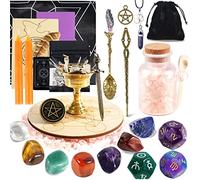 Soulnioi Witchcraft Supplies Set, Crystals Healing Stones Set with 7 Chakra Stones, Sage, Scepter, Star Coin, Sword, Grail, for Meditation Spiritual Healing, Witchcraft Starter Kit Beginners (Salt)