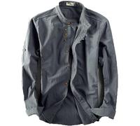 Soulona Men's Katana Japan Style Shirt, Gray, XL, Long Sleeve, Collared Neck, Stand Collar, Button Down, Spring, Autumn