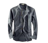 Soulona Men's Katana Japan Style Shirt, Premium Linen Cotton Blend, Tailored Fit, Long Sleeve(Dark Gray,M)