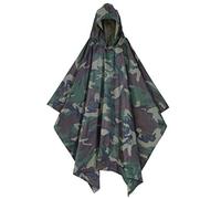 SOULONG Camping Military Poncho, Army Waterproof RipStop Hooded Rain Military Poncho Camping Hiking