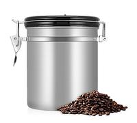 SOULONG Large Capacity Modern Classic Coffee Canister, 16 oz Stainless Steel Container with Time Compass, Sealed Lid, 15 x 13 cm, Silver