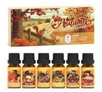 SoulOrigin Autumn Essential Oils Set, Fragrance Oil Set for Oil Diffusers, Bath Salts and Soap Candle Making Scents 6x10ml - Pumpkin Spice, Nutmeg, Apple Pie, Autumn Harvest, Maple Syrup