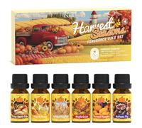 SoulOrigin Autumn Harvest Essential Oils Set, Fragrance Oil Set for Diffusers, Scented Oils for Bath Salt 6x10ml - Crisp Apple Cider, Pear & Honey, Autumn Fig, Maple Grove, Harvest Pumpkin