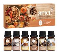 SoulOrigin Autumn Spice Essential Oils Set, Fragrance Oil Set for Oil Diffusers, Scented Oils for Soap Candle Making 6x10ml - Cinnamon, Nutmeg, Vanilla, Gingerbread, Pumpkin Pie Spice, and Cloves
